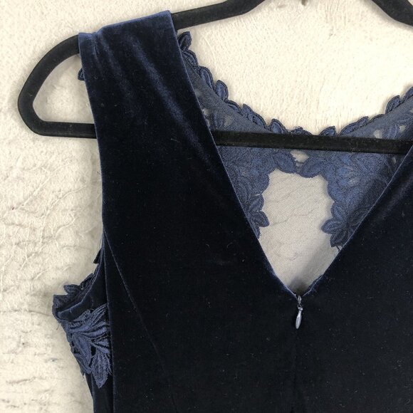 Vintage Scott McClintock Velvet Maxi Dress Womens 8 Navy Blue Velour Y2K Formal - Picture 12 of 16